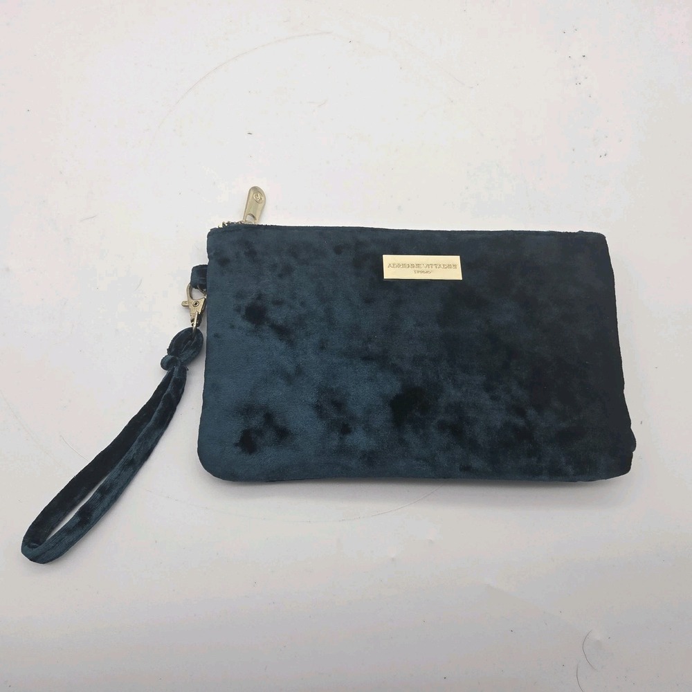 Adrienne Vittadini women's blue/green velvet wristlet with USB charging insert